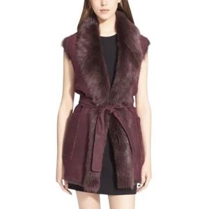 NWOT Vince Lamb fur/skin Burgundy Reversible Vest